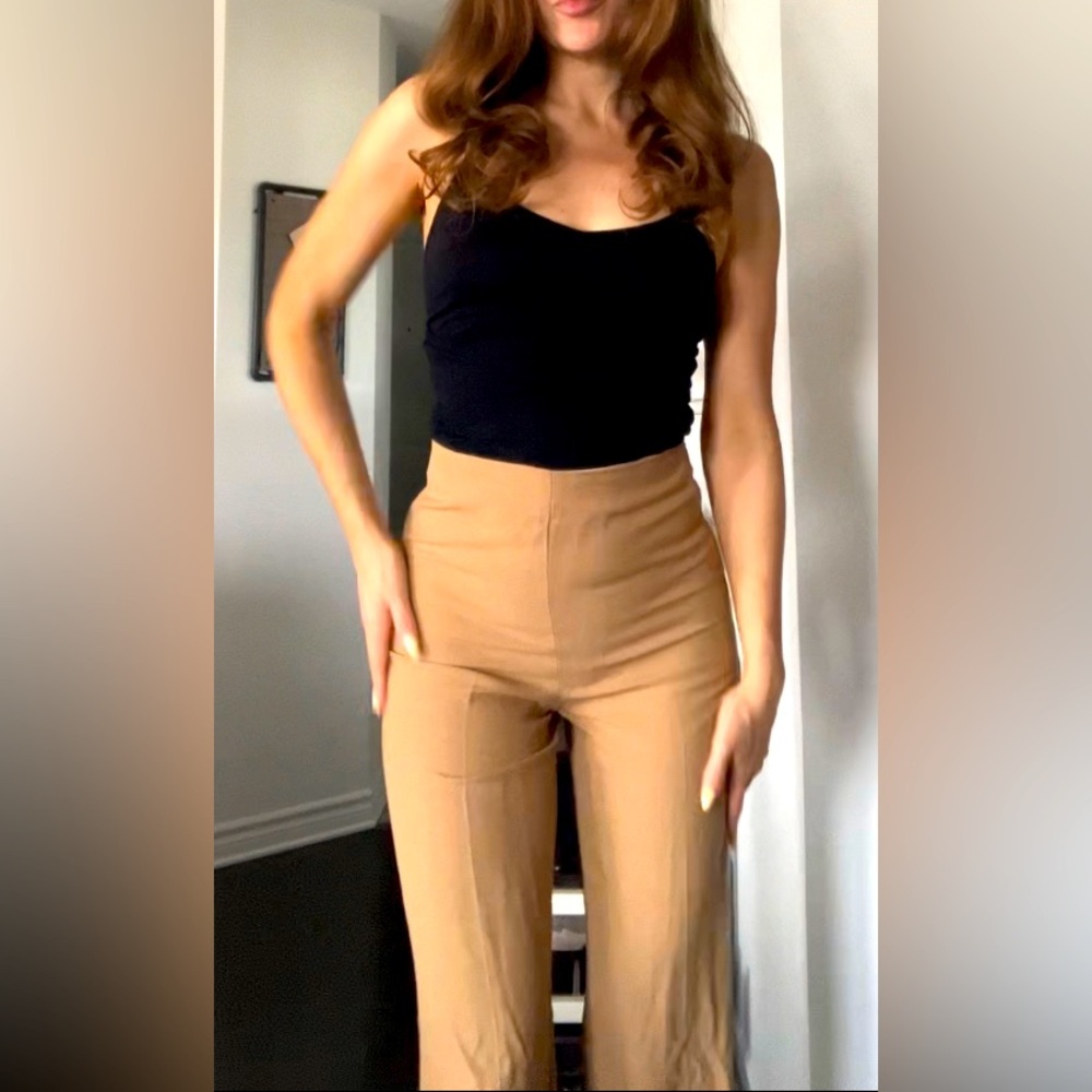 Mango tan wide leg trousers - Picture 2 of 13